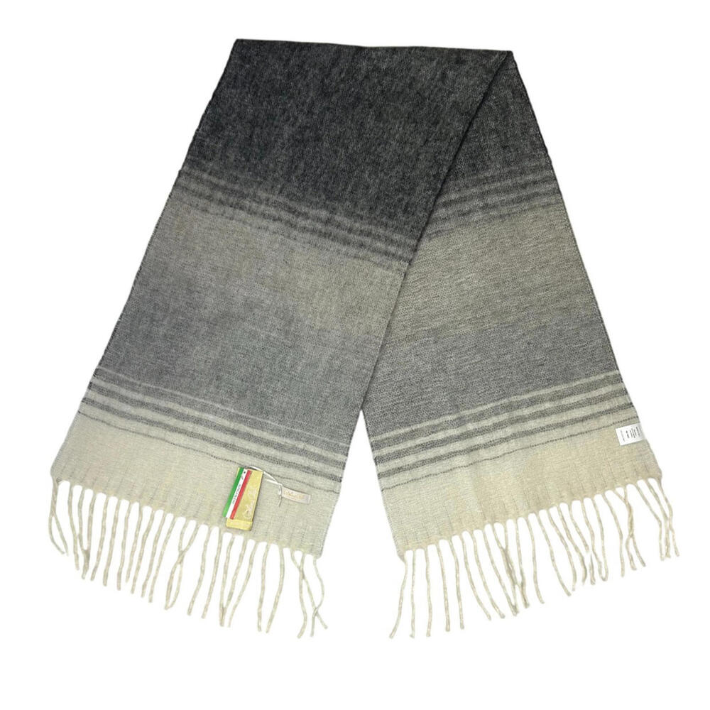 christina chiti scarf NWT made in italy alpaca wool blend gray white 188x46 cm